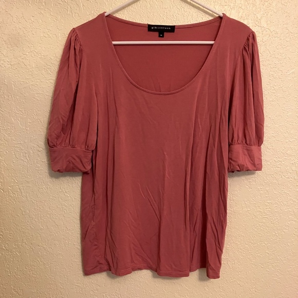 Gibsonlook Top Women's Scoop Neck Puff Sleeve Old Rose Gently Used - Size M - Picture 1 of 9